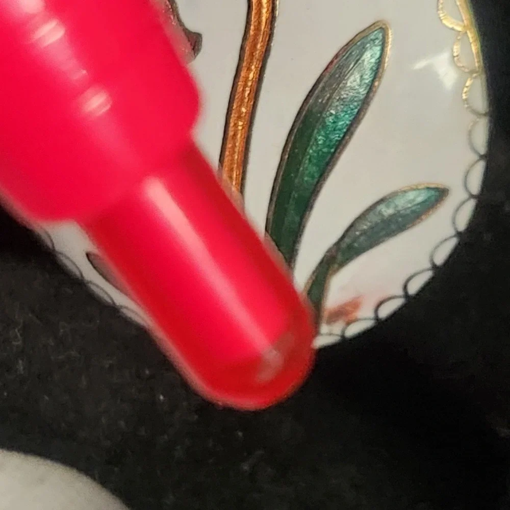 Vintage Cloisonne Enamel‎ Egg Pendant White Orange Floral Lily Gold Tone Charm